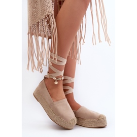 Bellucci Espadrillas Da Donna Allacciate Su Plateau Con Tailesse Beige Intrecciato 2