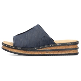 Comodi sandali con zeppa da donna, blu navy, Rieker 62905-14 2