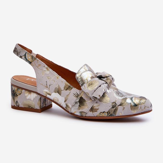 Sandali Da Donna In Pelle Con Tacco Basso Con Fiori Maciejka N6539-38 Verde 1