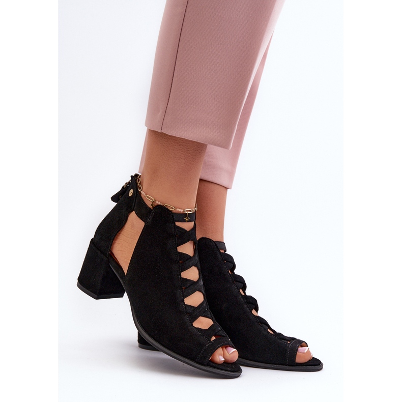 Sandali con Tacco Alto da Donna in Camoscio Maciejka 06456-01 Nero 2