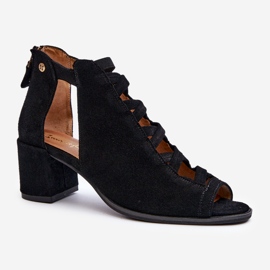 Sandali con Tacco Alto da Donna in Camoscio Maciejka 06456-01 Nero 1