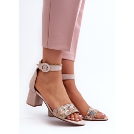 Sandali con tacco alto in pelle scamosciata Maciejka 04141-49 Beige 2