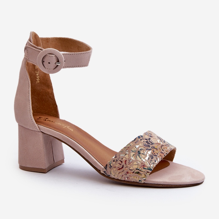 Sandali con tacco alto in pelle scamosciata Maciejka 04141-49 Beige 1