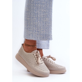Sneakers in pelle sulla piattaforma S.Barski LR278 Beige 2