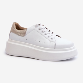 S.Barski Scarpe da ginnastica con plateau D&amp;A da donna LR568 bianche bianca 2