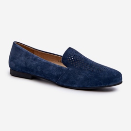 S.Barski Mocassini Comodi in Camoscio Blu Navy Giovana 1