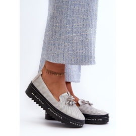 Mocassini In Pelle Lucida Da Donna Sulla Piattaforma S.Barski LR400 Argento d'argento 2