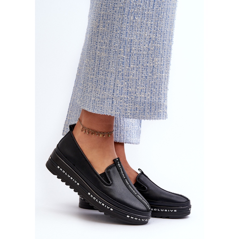 Scarpe in pelle da donna con piattaforma S.Barski LR260, nere nero 2