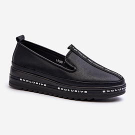 Scarpe in pelle da donna con piattaforma S.Barski LR260, nere nero 1