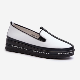Scarpe in pelle da donna con piattaforma S.Barski LR260, bianche bianca 1