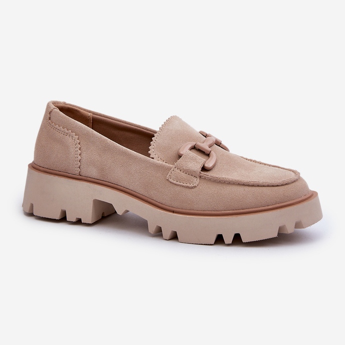 S.Barski Mocassini da Donna in Camoscio Con Decoro D&amp;A TW117 Beige 2