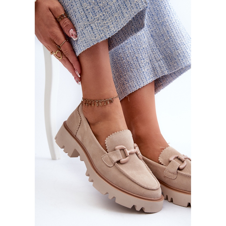 S.Barski Mocassini da Donna in Camoscio Con Decoro D&amp;A TW117 Beige 1
