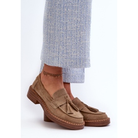 S.Barski Mocassini Da Donna In Camoscio Con Frange D&amp;A TW107 Marrone 2
