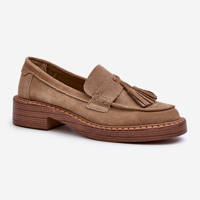 S.Barski Mocassini Da Donna In Camoscio Con Frange D&amp;A TW107 Marrone 1