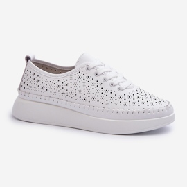 Sneakers in pelle sulla piattaforma S.Barski LR278 Bianco 1