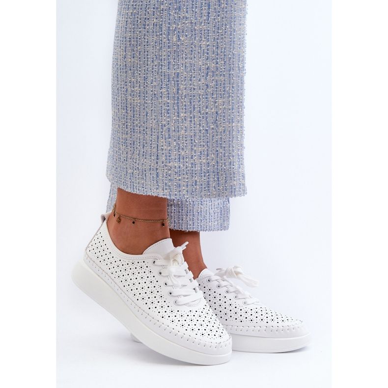 Sneakers in pelle sulla piattaforma S.Barski LR278 Bianco bianca 2