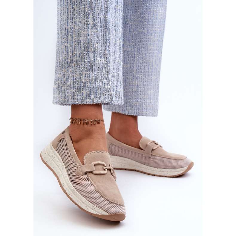 S.Barski Mocassini in pelle scamosciata da donna D&amp;A TW210 Beige 2