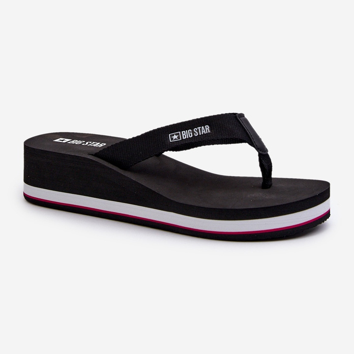 Infradito da donna con zeppa Big Star JJ274A332 Nero 2