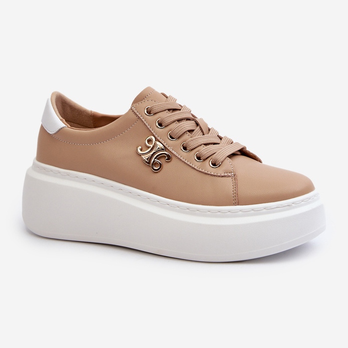 Sneakers da Donna in Pelle con Plateau Marrone Pernalia 1