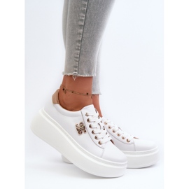 Sneakers da Donna in Pelle con Plateau, Pernalia Bianco 2
