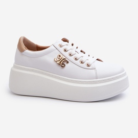 Sneakers da Donna in Pelle con Plateau, Pernalia Bianco 1