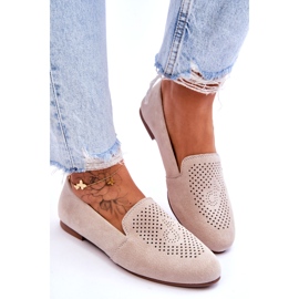 S.Barski Beige openwork in pelle scamosciata da donna 3