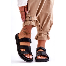 Ciabatte Classiche Da Donna In Pelle Con Velcro Amedon Nere nero 1