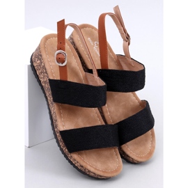 Wadoux Sandali con zeppa in sughero nero 1
