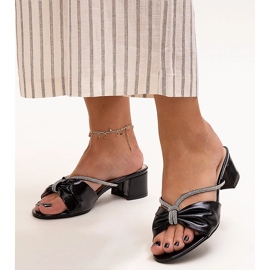 Mules con tacco alto decorati con zirconi Anbrani nero 1