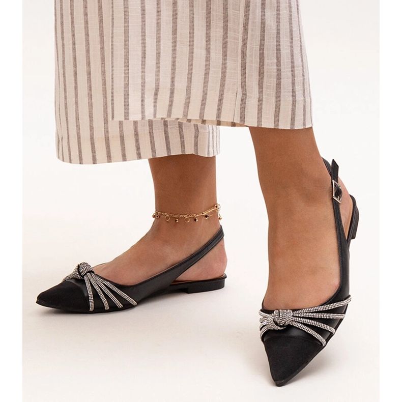 Ballerine a punta con strass Sellar nero 1