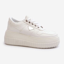 Sneakers da Donna Realizzate in Eco Pelle su Piattaforma Massiccia, Chrisstin Bianco 1