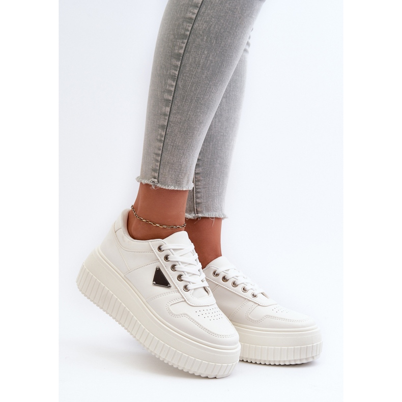 Sneakers da Donna Realizzate in Eco Pelle su Piattaforma Massiccia, Chrisstin Bianco 2