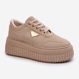 Sneakers da donna Chrisstin beige realizzate in ecopelle su una piattaforma massiccia 2