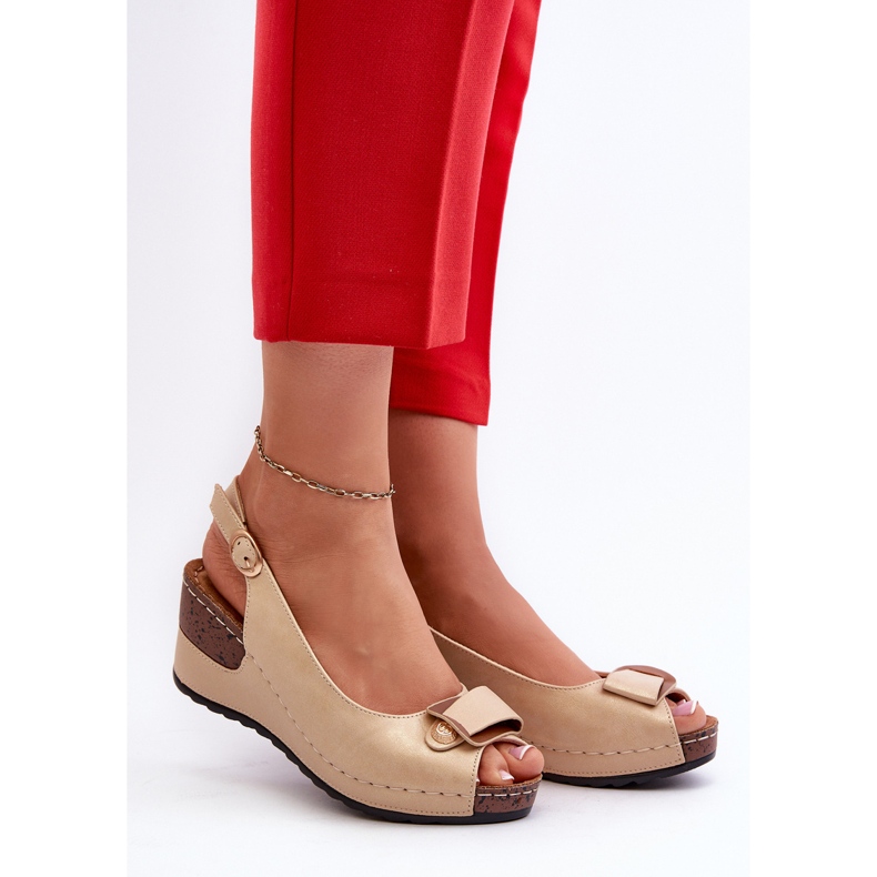 Scarpe Comode Sandali Zeppa Leggera da Donna Beige Efravia 2