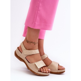 EVento Comodi Sandali da Donna con Velcro, Iphiope Beige 1
