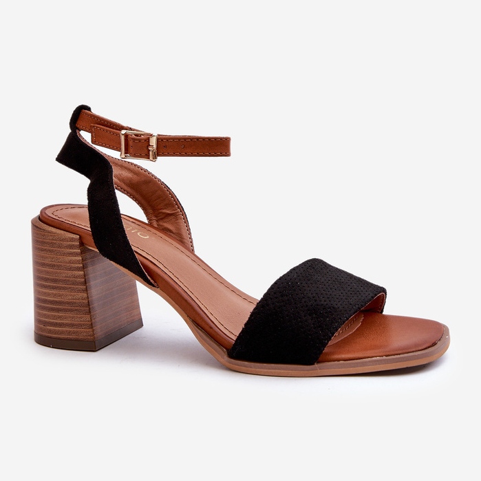 Sandali con Tacco Alto da Donna Realizzati in Eco Camoscio Nero Ronvia 1