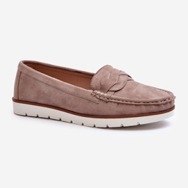 Mocassini da Donna in Eco Camoscio, Nestalia Beige Scuro 2