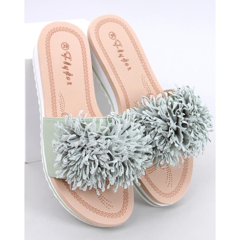 Sabot con zeppa floreale Ragnes verde chiaro 1