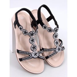 Yvers Sandali neri con zirconi decorativi nero 1