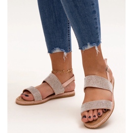 Sandali rosa decorati con strass Carvalia 1