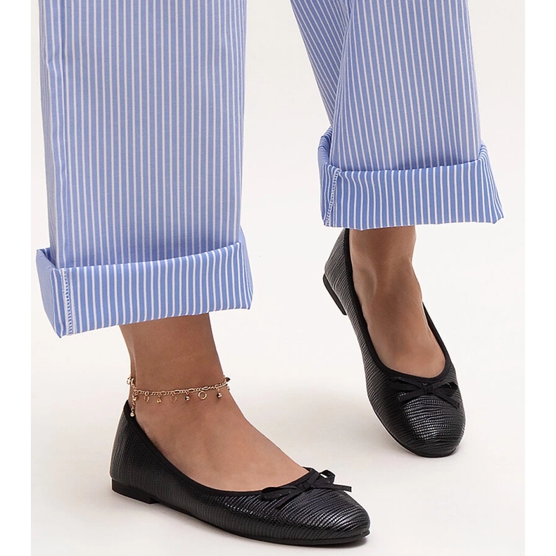 Ballerine nere con fiocco e inserto in pelle di Rosaly nero 1