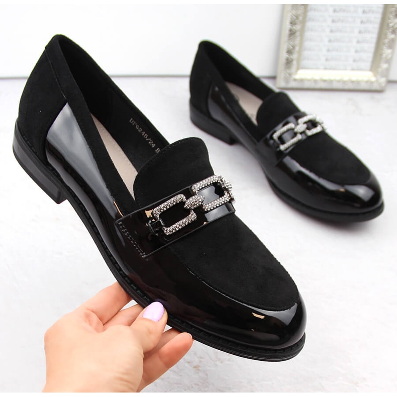 Mocassini da donna Filippo DP6245 neri con zirconi nero 1