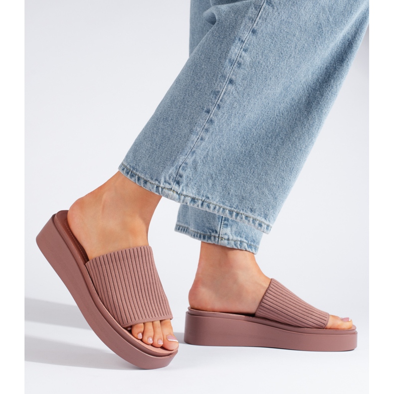 Sergio Leone Sandali con zeppa rosa da donna 1