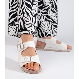 Sandali da donna bianchi con chiusura in velcro bianca 1