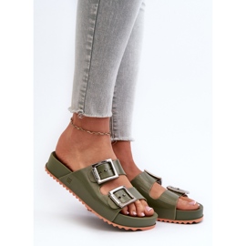 Ciabatte lisce da donna ZAXY NN285057 Verde scuro 2