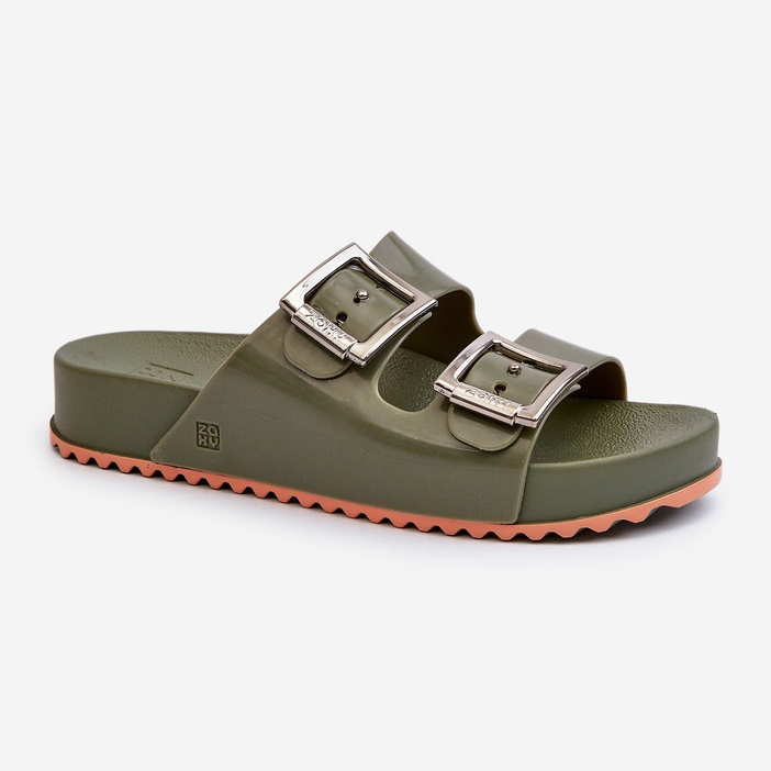 Ciabatte lisce da donna ZAXY NN285057 Verde scuro 1
