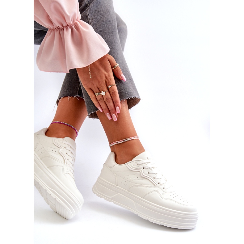 News Sneaker sportive femminili sulla piattaforma bianca bianco 1