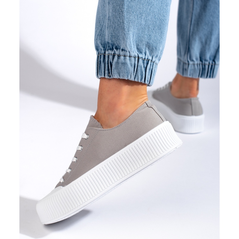 Sneakers da donna con plateau grigie grigio 1