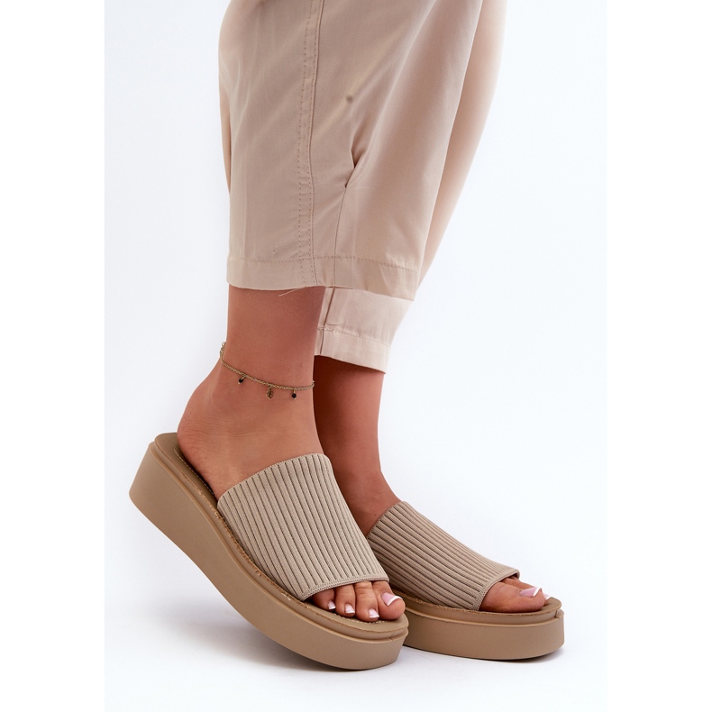 Infradito con plateau Sergio Leone SK083H da donna, Beige 2