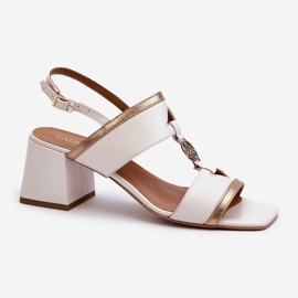 Sandali eleganti in pelle su blocco Laura Messi 2768 Bianco 1